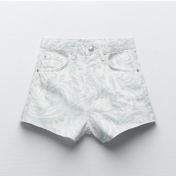 ZARA RETRO SWIRL JEAN SHORTS - Picture 3 of 3
